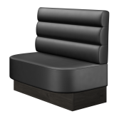 THOMAS | Gastrobank | B:H 100 x 103 cm | Schwarz | Horizontal Gestreift Rund | Leder