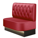 THOMAS | Gastrobank | B:H 100 x 103 cm | Rot | Chesterfield Raute | Leder | LED