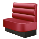 THOMAS | Gastrobank | B:H 100 x 103 cm | Rot | Horizontal Gestreift Rund | Leder