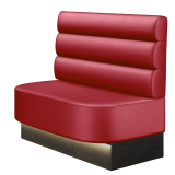 THOMAS | Gastrobank | B:H 100 x 103 cm | Rot | Horizontal Gestreift Rund | Leder | LED