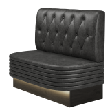 MATTHIAS | Gastrobank | B:H 100 x 103 cm | Schwarz | Chesterfield Raute | Wildleder | LED