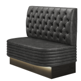 MATTHIAS | Gastrobank | B:H 100 x 103 cm | Schwarz | Chesterfield | Wildleder | LED