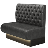 NINVA | Gastrobank | B:H 100 x 103 cm | Schwarz | Chesterfield | Wildleder | LED