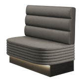 MATTHIAS | Gastrobank | B:H 100 x 103 cm | Grau | Horizontal Gestreift Rund | Stoff/Textil | LED