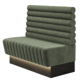 MATILDA | Gastrobank | B:H 100 x 103 cm | Grün | Horizontal Gestreift Rund | Samt | LED