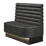 MATTHIAS | Gastrobank | B:H 100 x 103 cm | Schwarz | Horizontal Gestreift Rund | Wildleder | LED