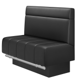 Fischer | Gastrobank | B:H 100 x 100 cm | Schwarz | Glatt + Kopfteil | Leder | Fußleiste Schwarz