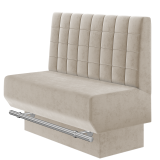 Wagner | Gastrobank | B:H 100 x 100 cm | Taupe | Blocks | Samt | Fußleiste Blau