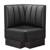 DENVER | Gastro Eckbank | B:T 64 x 103 cm | Schwarz | Gestreift | Leder | Fußleiste Wenge