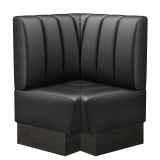 Tanja | Gastro Eckbank | B:T 64 x 103 cm | Schwarz | Gestreift | Leder | Fußleiste Wenge