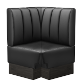 Tatjana | Gastro Eckbank | B:T 64 x 103 cm | Schwarz | Gestreift | Leder | Fußleiste Wenge