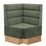 Melissa | Gastro Eckbank | B:T 64 x 103 cm | Grün | Horizontal Gestreift | Samt | Fußleiste Eiche