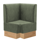 Tanja | Gastro Eckbank | B:T 64 x 103 cm | Grün | Glatt | Samt | Fußleiste Eiche