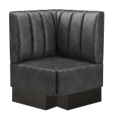 Melissa | Gastro Eckbank | B:T 64 x 103 cm | Schwarz | Gestreift | Wildleder | Fußleiste Wenge