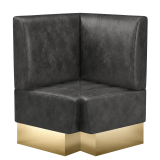 Tanja | Gastro Eckbank | B:T 64 x 103 cm | Schwarz | Glatt | Wildleder | Fußleiste Gold