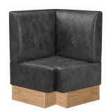 Tanja | Gastro Eckbank | B:T 64 x 103 cm | Schwarz | Glatt | Wildleder | Fußleiste Eiche
