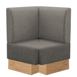 DenverBig | Gastro Eckbank | B:T 64 x 103 cm | Grau | Glatt | Stoff/Textil | Fußleiste Eiche