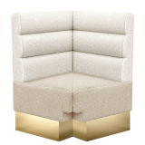 Tatjana | Gastro Eckbank | B:T 64 x 103 cm | Creme | Horizontal Gestreift | Teddystoff | Fußleiste Gold