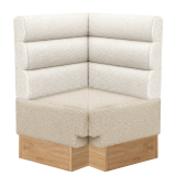 Tatjana | Gastro Eckbank | B:T 64 x 103 cm | Creme | Horizontal Gestreift | Teddystoff | Fußleiste Eiche