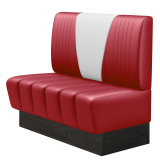 DINER V | Gastrobank | B:H 100 x 103 cm | Rot | Gestreift | Leder