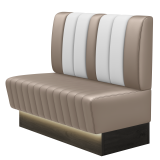 DINER | Gastrobank | B:H 100 x 103 cm | Taupe | Gestreift | Leder | LED