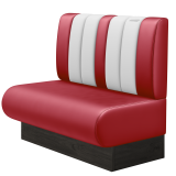DINER | Gastrobank | B:H 100 x 103 cm | Rot | Gestreift | Leder