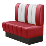 DINER | Gastrobank | B:H 100 x 103 cm | Rot | Gestreift | Leder