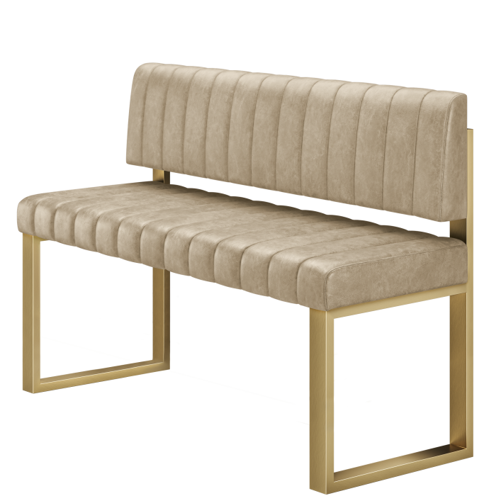 Allen | Hochbank | B:H 100 x 92 cm | Beige | Gestreift | Leder