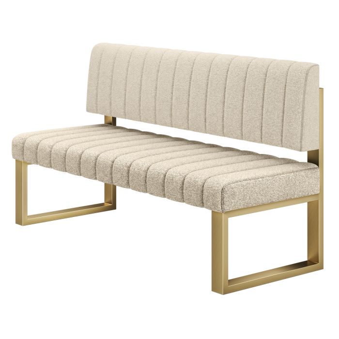 Allen | Sitzbank | B:H 200 x 72 cm | Beige | Gestreift | Teddystoff