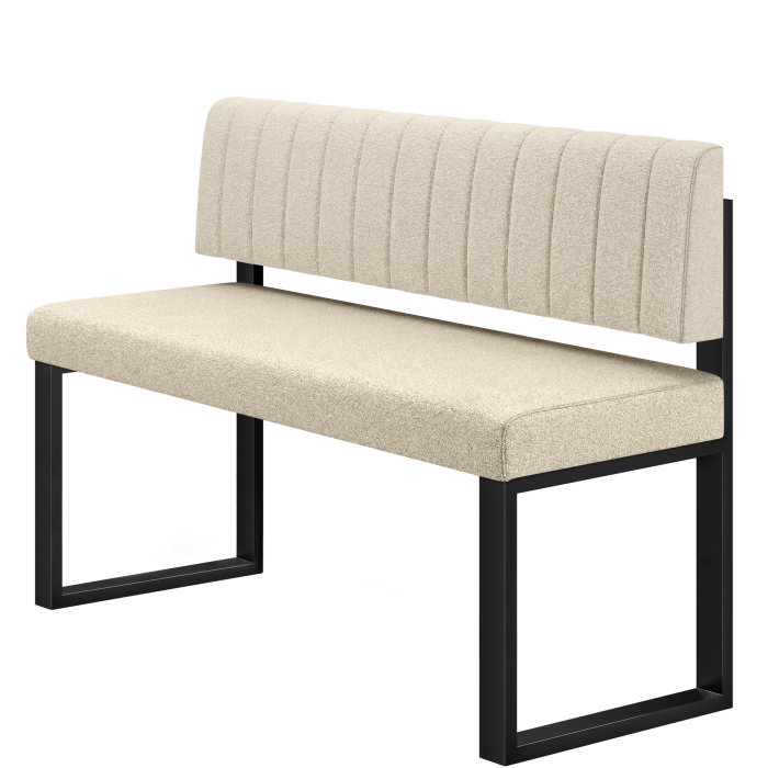 Areo | Hochbank | B:H 200 x 92 cm | Beige | Gestreift | Teddystoff