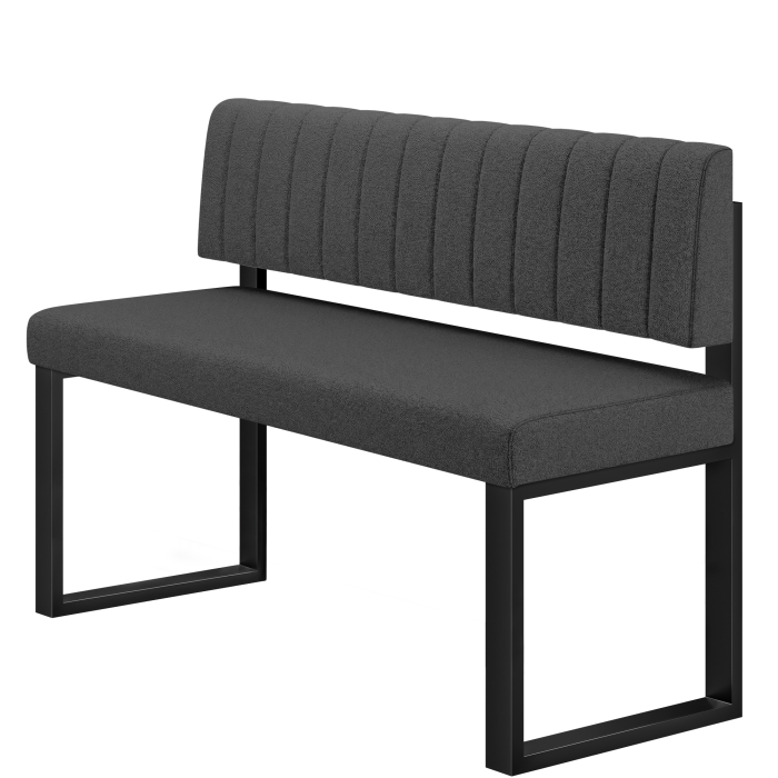 Areo | Hochbank | B:H 200 x 92 cm | Dunkel Grau | Gestreift | Teddystoff