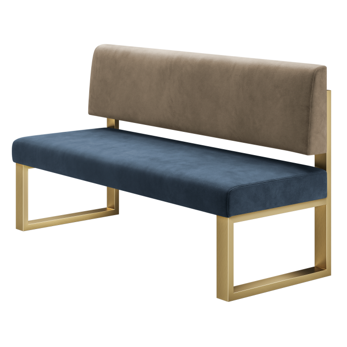 Areo | Sitzbank | B:H 100 x 72 cm | Blau | Glatt | Samt