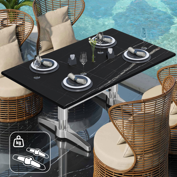 CPBL | Compact lounge table | W:D:H 120 x 70 x 42 cm | black marble / aluminium | additional weight