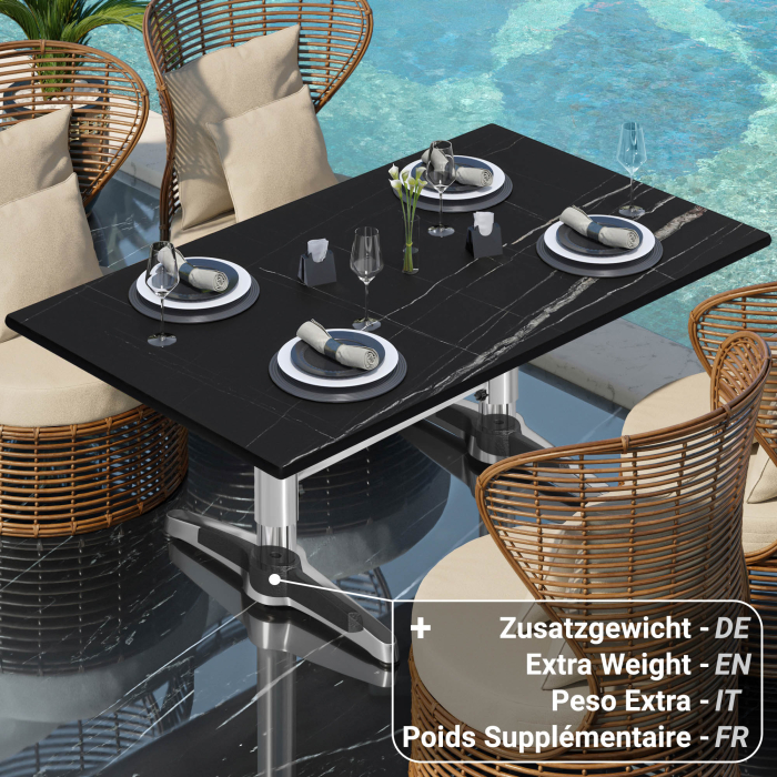 CPBL | Compact lounge table | W:D:H 120 x 70 x 42 cm | black marble / aluminium | additional weight