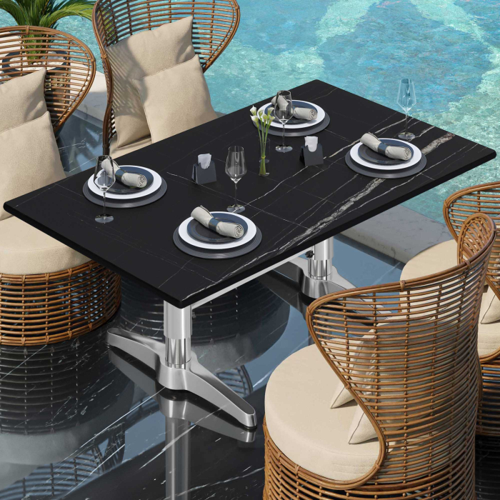 CPBL | Compact lounge table | W:D:H 120 x 70 x 42 cm | black marble / aluminium | additional weight