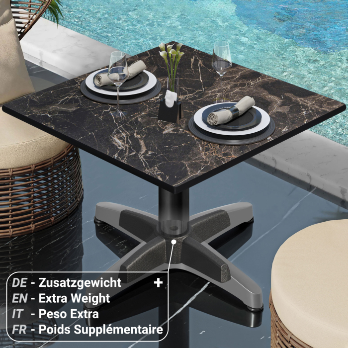 CPBL | Kompakt salongbord | B:D:H 60 x 60 x 42 cm | Cappuccino marmor / aluminium svart | Ekstra vekt CPBL | Kompakt salongbord | B:D:H 60 x 60 x 42 cm | Cappuccino marmor / aluminium svart | Ekstra vekt