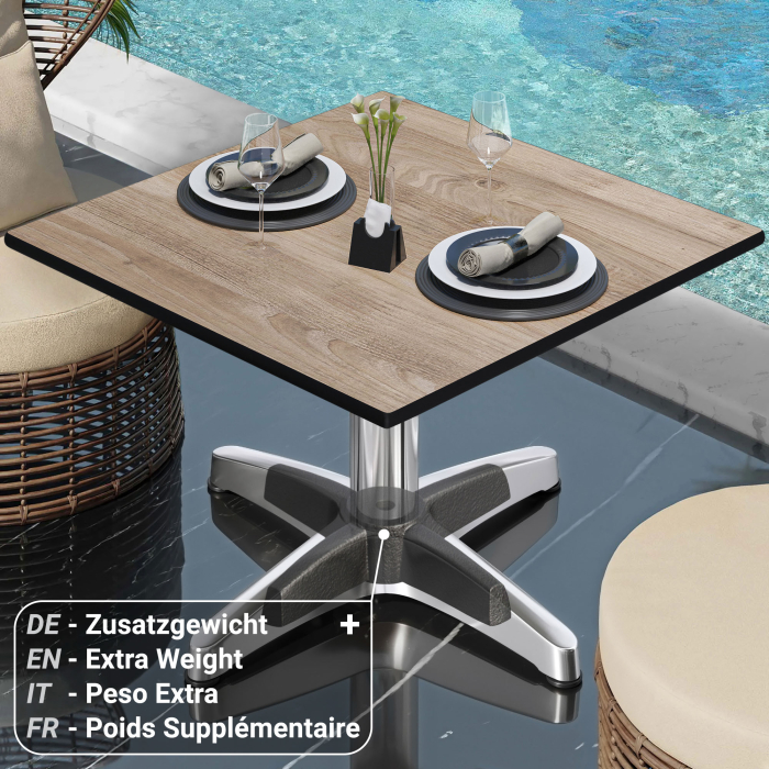 CPBL | Kompakt salongbord | B:D:H 60 x 60 x 42 cm | Eik / aluminium | Sammenleggbar | Ekstra vekt