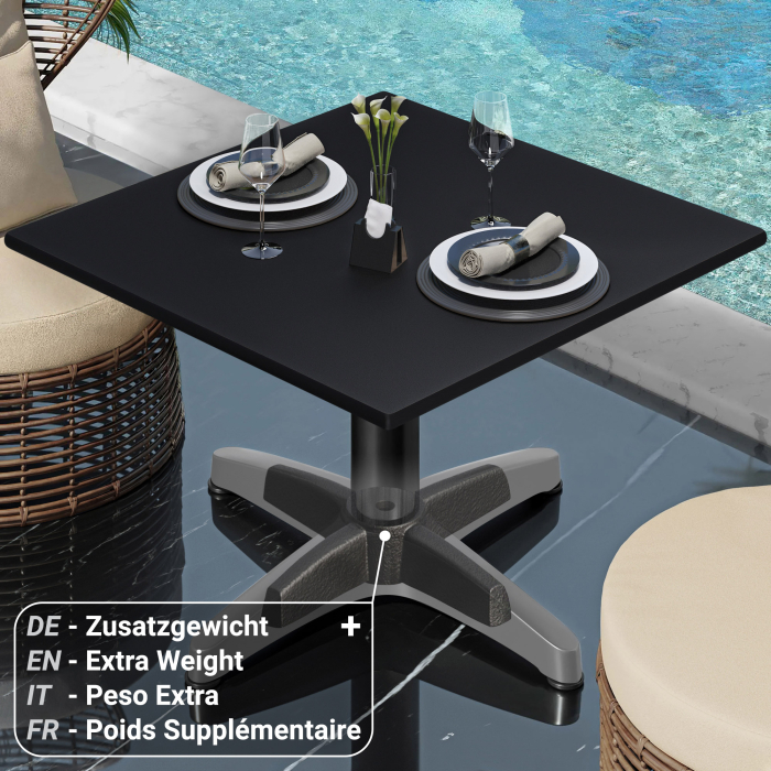 CPBL | Kompakt salongbord | B:D:H 60 x 60 x 42 cm | Svart / aluminium | Sammenleggbar | Ekstra vekt