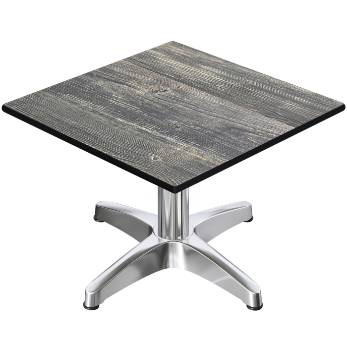 CPBL | Compact Loungetisch | B:T:H 70 x 70 x 42 cm | Rustikal Kiefer / Aluminium | Zusatzgewicht