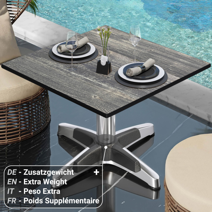 CPBL | Compact Loungetisch | B:T:H 70 x 70 x 42 cm | Rustikal Kiefer / Aluminium | Zusatzgewicht
