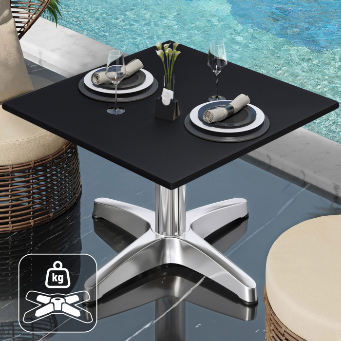 CPBL | Kompakt loungebord | B:D:H 70 x 70 x 42 cm | Svart / Aluminium | Extra vikt