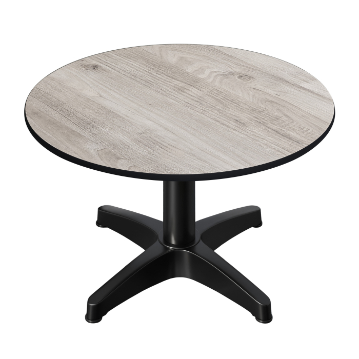 CPBL | Compact Loungetisch | Ø:H 60 x 42 cm | Eiche-Weiß / Aluminium Schwarz | Klappbar | Zusatzgewicht