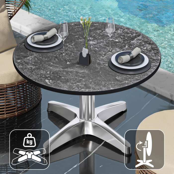 CPBL | Kompakt loungebord | Ø:H 60 x 42 cm | sten / aluminium | hopfällbart | extra vikt