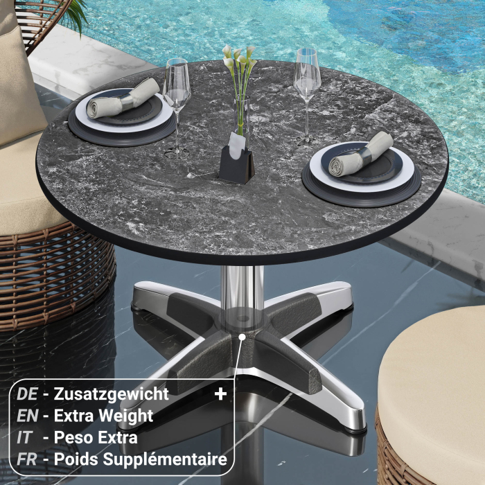 CPBL | Kompakt loungebord | Ø:H 60 x 42 cm | sten / aluminium | hopfällbart | extra vikt