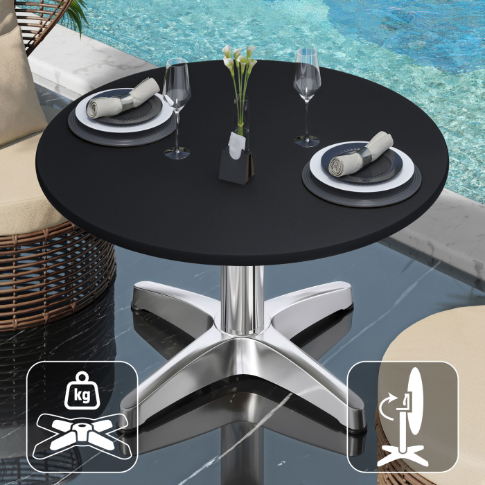 CPBL | Compact lounge table | Ø:H 60 x 42 cm | Black / Aluminium | Foldable | Additional weight