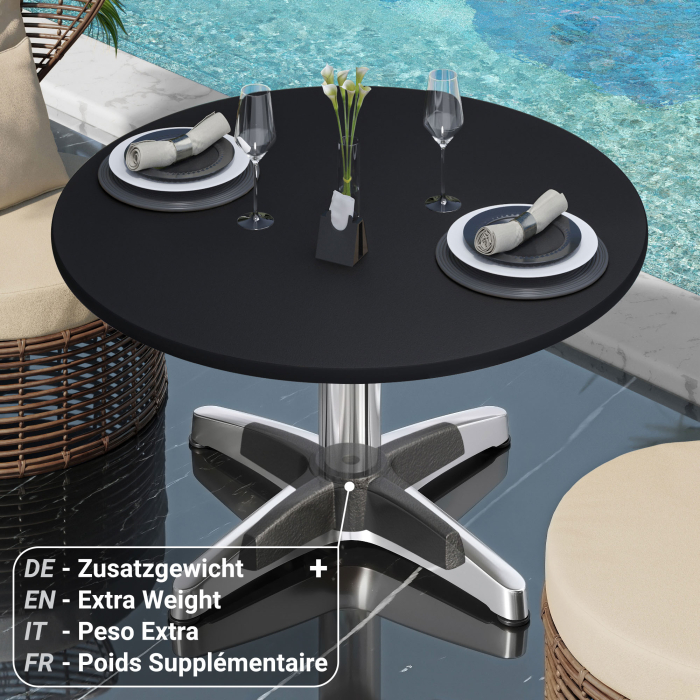 CPBL | Compact lounge table | Ø:H 60 x 42 cm | Black / Aluminium | Foldable | Additional weight