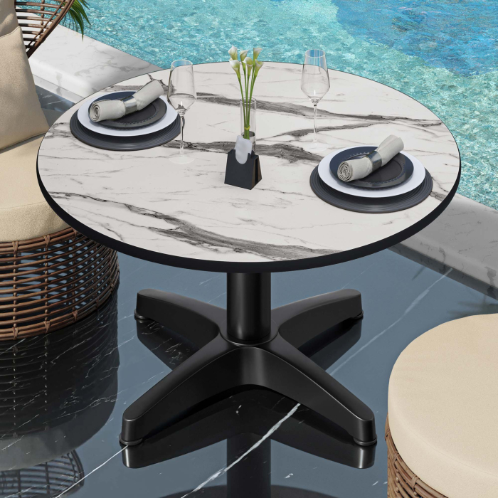 CPBL | Compact lounge table | Ø:H 60 x 42 cm | vit marmor / aluminium svart | extra vikt