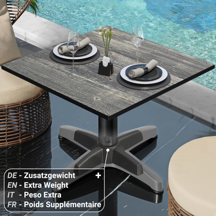 CPBL | Compacte loungetafel | B:D:H 70 x 70 x 42 cm | Rustiek grenen / aluminium | Inklapbaar | Extra gewicht