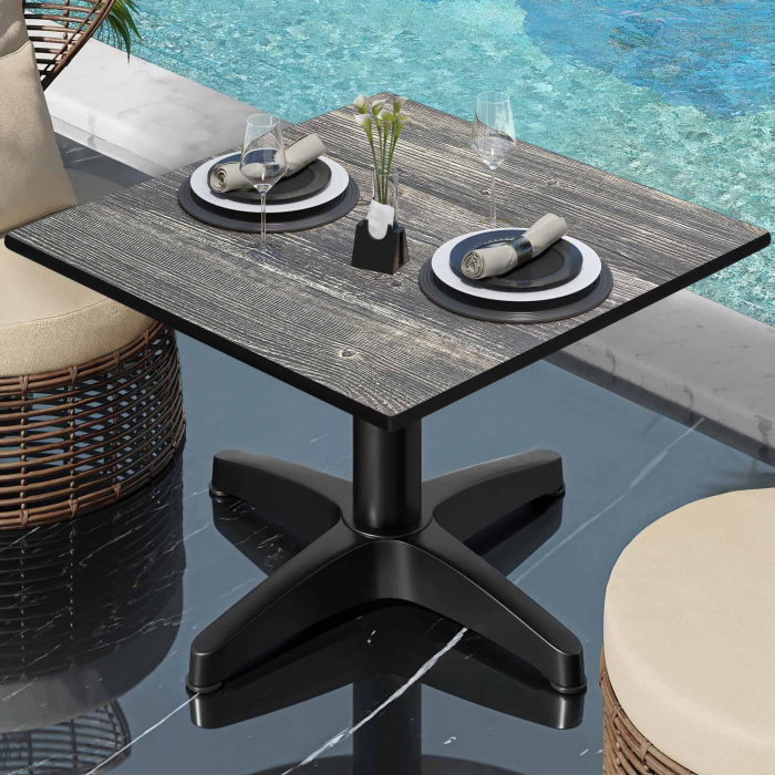 CPBL | Compacte loungetafel | B:D:H 70 x 70 x 42 cm | Rustiek grenen / aluminium | Inklapbaar | Extra gewicht