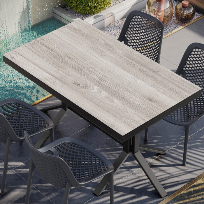 ACERO COMPACTO | Mesa de HPL Gastro | B:T 120 x 70 cm | 4,2 cm | Roble Blanco | Rectangular